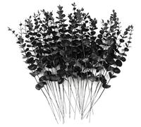 TIHOOD 14PCS 15” Black Eucalyptus Stems Artificial Eucalyptus Leaves Branches Fake Eucalyptuses Decor Faux Eucalyptus leaf Stem for Halloween Autumn Fall Floral Arrangement Wedding Bouquet Home Office