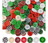 TIHOOD 280PCS 20mm Christmas Buffalo Plaid Wooden Buttons 4 Holes Round Wood Sewing Buttons for Christmas Stocking Decorative DIY Sewing Crafts Handmade Projects