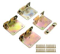 TIHOOD 4PCS Premium Heavy Duty Non-Mortise Bed Rail Fittings Wood Bed Rail Bracket, Headboards and Foot-Boards with Screws