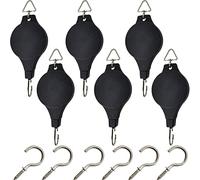 TIHOOD 6PCS Plant Pulley Hanger with 6 PCS Metal Ceiling Plant Hooks , Retractable Plant Hook Pulley, Adjustable Heavy Duty Plant Hanging Pulleys for Garden Baskets & Bird Feeder