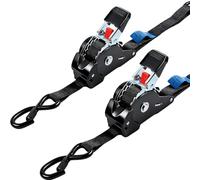 TIHOOK 2 Pack Retractable Ratchet Tie Down Straps, 2.5cm x 3m, 680kg Max | Strength Cargo Strap, Heavy Duty Automatic Retracting Ratchet Straps with Hooks for Cargo Truck ATV Motorcycle Trailer
