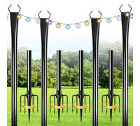 TIHOOK 4 Pack String Light Poles, 9.8 Ft Heavy Duty Metal Poles with Fork, Weather Resistant Outdoor String Lights Pole Stand for Outside Patio Garden Deck Backyard Wedding Party Christmas Decoration