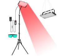 TIHOOK Red Light Lamp with Stand, Infrared Lamp, 660nm & 850nm Red LED Light with Timer, Infrared Lamp Therapy for Body, Back, Knee, Leg, 60-180CM Stand(LED Lamps do not Generate Heat)