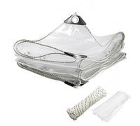TIHOOK Transparent Tarpaulin, Waterproof Heavy Duty 450 g/m² PVC Clear Tarp Cover with Eyelets, Windproof Tear Resistant Tarpaulin with 20 Cable Ties, 10m Fastening Rope for Garden Gazebo Patio (2x5m)
