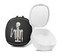 TIHYWR Retainer Case,Mouth Guard Case,Denture Case,Orthodontic Aligner Case With Mirror and Ventilation Holes Night Guard Case,Black Skull