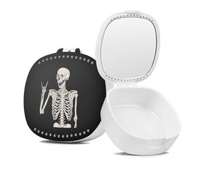 TIHYWR Retainer Case with Mirror & Ventilation Holes - Night Guard & Orthodontic Aligner Case, Black Skull