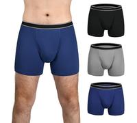 TIICHOO Mens Incontinence Pants Washable Urinary Leakproof Boxer Shorts with Fly Regular Absorbency Cotton Incontinence Pants Pack of 3 (X-Large, Black/Navy/Grey)