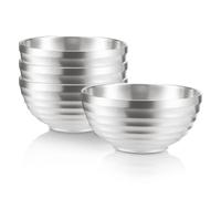 TIICOO 4Pcs 18/8 Stainless Steel Bowls Double Layer Insulated Noodle Soup Bowl Rice Bowl Salad Bowl, Metal Bowls for Fruit Cereal Snack Appetizer,Dishwasher Safe,5.5in (Silver)