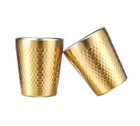 TIICOO Stainless Steel Cups 2 Packs 10oz/300ml Stackable Double Wall Insulated Metal Shatterproof Cups Titanium-Plated Diamond Textured Surface Heat Resistant Dishwasher Safe (Golden)