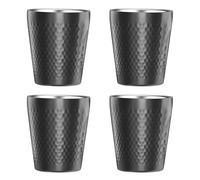TIICOO Stainless Steel Cups 4 Packs 10oz/300ml Stackable Double Wall Insulated Metal Shatterproof Cups Titanium-Plated Diamond Textured Surface Heat Resistant Dishwasher Safe (Black - 4 Packs)
