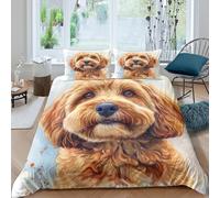 TIICZAAKL 3D Printed Cute Dog Duvet Cover Set Bedding Set 3 Pcs Microfibre Soft Easy Care Cockapoo Quilt Cover with Pillowcases,for Kids Boys Girls for All Season Double（200x200cm）