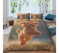 TIICZAAKL 3D Printed Cute Dog Duvet Cover Set Bedding Set 3 Pcs Microfibre Soft Easy Care Cockapoo Quilt Cover with Pillowcases,for Kids Boys Girls for All Season Double（200x200cm）