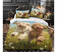TIICZAAKL 3D Printing Cute Dog Duvet Cover Sets Bedding Set 3 Pieces Microfiber Soft Breathable Cockapoo Quilt Cover with Pillowcase,for Kids Boys Girls for All Season Super King（260x220cm）
