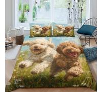 TIICZAAKL 3D Printing Cute Dog Duvet Cover Sets Bedding Sets 3 Pieces Microfiber Soft Breathable Cockapoo Quilt Cover with Pillow Cases,for Kids Boys Girls for All Season King（220x240cm）