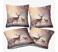 TIICZAAKL 3D Printing Deer Throw Pillow Covers Set of 4 Animal Theme Cushion Covers Square Decorative Single-Sided Printing Pillowcases for Sofa Couch Living Room Bedroom 40x40cm