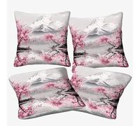 TIICZAAKL 3D Printing Peach Blossom Tree Throw Pillow Covers 4 Pack Cushion Cover Square Decorative Washable Pillow Cases For Outdoor Patio Garden Living Room Sofa 45x45cm