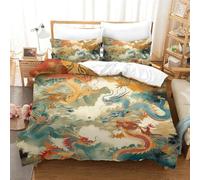 TIICZAAKL Dragon 3D Printed Duvet Cover Set 3 Pieces Bedroom Bed Bedding Set Soft Microfiber with Zipper Closure,Pillowcases for Kids Girls Boys Adults Bedroom King(220x240cm)