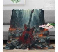TIICZAAKL Guitar Blanket Throw 3D Music Theme Design Plush Blankets Homeware Microfiber for Boys Girls All Season Soft Cozy Durable Decoration for Bed Sofa Couch Office 60x80inch(150x200cm)