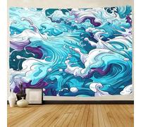 TIICZAAKL Ocean Wave Tapestry 3D Print Great Wave Tapestries Wall Hanging Wall Blankets Background Wall Art Decor for Decorations Bedroom Party Beach Living Room Dorm 150cmx200cm