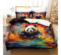 TIICZAAKL Panda 3D Printed Duvet Cover Set 3 Pieces Bedroom Bed Bedding Set Soft Easy Care with Zipper Closure,Pillowcases for Teens And Adults Double(200x200cm)