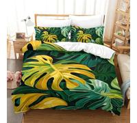TIICZAAKL Tropical leaves 3D Printed Quilt Cover 3 Pieces Bedding Set Soft Easy Care with Zipper Closure，Pillowcases for Kids Girls Boys Adults Bedroom Single（140x200cm）