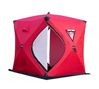 Tiiiopkvvv 3-4 Person Portable Ice Fishing Shelter Easy Set-up Winter Fishing Tent Ice Fishing Tent Waterproof & Windproof with Carry Bag Fishing Equipment Outdoors (Red 3~4 Person 180X180X210CM)