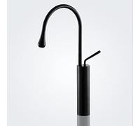 Tiiiopkvvv High Style Simple All Copper Basin Faucet Bake Paint Black Bathroom Water Tap Modern Single Hole Cold and Hot Tap-Black 2.2x15inch (Black 2.2x18.9inch)