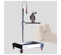 Tiiiopkvvv Luxury Stainless Steel Parrot Seven-Shaped Shelf Liftable Large and Medium-Sized Parrot Stand with Brake Parrot Bird Shelf Bird Supplies Bird Cage Bird Perches (Color : Si (Silver)