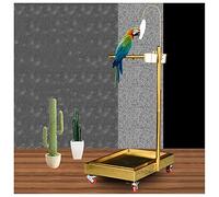 Tiiiopkvvv Luxury Stainless Steel Parrot Seven-Shaped Shelf Liftable Large and Medium-Sized Parrot Stand with Brake Parrot Bird Shelf Bird Supplies Bird Cage Bird Perches (Color : Si (Gold)