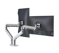 Tiiiopkvvv Monitor Stand Dual Monitor Stand Aluminum Alloy Double Gas Spring Arm Desk Mount Stand 17"-32" Monitor Mount Stand with C Clamp VESA Mount 75/100mm Monitor Riser (Color : Gray) (Silver)