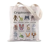 TIIMG Cryptozoology Tote Bag Cryptid Creatures Handbag Gift Cryptids Lover Biologist Gift (Cryptozoology), White, M