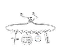 TIIMG Mustard Seed Gift Mustard Religious She Believed She Could So She Did Christian Motivation Bracelet, S, Stainless Steel, 0