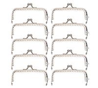 Tiiyee 10pcs 8.5cm Metal Kiss Clasp Frames Lock Set, Square Purse Frames for DIY Craft Embossed Clutch and Coin Bag Closure Hardware with Sew in Wallet Frame Kit