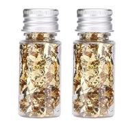 Tiiyee 2 Bottled Decorative Gold Leaf Sheets, 24K Metallic Foil Gilding Paper for Craft Resin DIY Arts Nails Jewelry Making Home Decor Projects, Easy to Apply for Creative Adults Professional Artists