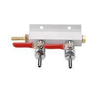 Tiiyee 2 Way Beer Gas Regulator Splitter, Homebrew CO2 Air Distributor Portable Stainless Steel Manifold Distribution Splitter Dispensing Barrel with Check Valves for Home Brew Making Brewing Tool