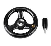 Tiiyee 3 Spoke Hand Wheel, Round 3 Spoked Milling Handwheel Black Electric Wood Bakelite Machine Three Wheel Plastic Detachable Crank Revolving with Handle for Lathe Industrial 12X100mm