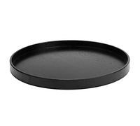 Tiiyee 30cm Round Solid Wood Serving Tray, Black Anti-Slip for Home Shop