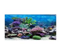 Tiiyee 3D Aquarium Background Sticker, Tropical Coral Reef Underwater Scene Self Adhesive PVC Fish Tank Wall Decoration 61x30cm for Saltwater and Freshwater Tanks