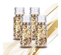Tiiyee 4 Bottled Decorative Gold Leaf Flakes, 24K Edible Gold Cake Decorations Gold Leaf Sheets Metallic Gilding Paper for Cake Chocolate Decor Craft Cooking Makeup Resin DIY Arts Nails Jewelry Making