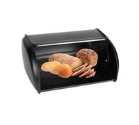 Tiiyee Bread Box, Matte Stainless Steel Bread Box Holder for Countertop Metal Bread Bin Container with Roll up Lid Fingerprint Proof Kitchen Storage Organizer Tool (Black)