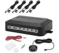 Tiiyee Car Reverse Backup Radar System, 4 Parking Sensors with LCD Display Distance Warning, Waterproof Ultrasonic Safety Assistant for Vehicle Truck SUV Rear Front Bumper Installation