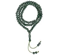 Tiiyee Islamic Prayer Beads 99 Grains Resin Tasbih Ramadan Gift for Men 49cm Engraved Muslim Rosary Religious Eid Mubarak Accessories (Green)