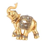 Tiiyee Lucky Elephant Statue, Gold Mini Resin Figurine for Home Office Desk | Feng Shui Wealth Good Luck Charm Elephant, Small Bedroom Decor Collectible Craft Birthday Holiday Ornament Gift for Friend