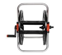 Tiiyee Metal Hose Reel, Water Pipe Car Roll Garden Storage Freestanding Heavy Duty Hanger with Crank Handle 35 Meters Slide Guide System Suitable for Gardens Lawns and Outdoor Outside Yard Lawn