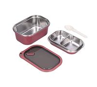 Tiiyee Stainless Steel Bento Box, 1.2L Double Layer Leakproof Lunch Container for Adults and Kids Square Food Storage Box with Detachable Spoon For School Office Picnic Travel (Red)