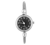 Tiiyee Watch Bracelets for Women, Elegant Round Ladies Bangle Wrist Watches Silver Lady Analog Quartz Open Roman Numerals Black Dial Casual Girls Silver Bangle Watch Black Face Women