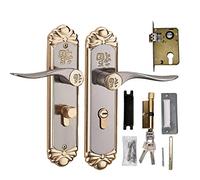 Tiiyee Zinc Alloy Door Handle Lock Set, Silent Home Security Door Lock Kit Cylinder with Keys European Style Durable Indoor Handle for Home Room Bedroom's Door