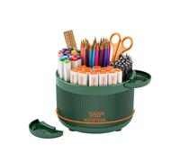 Tiizze 360 Degree Rotating Pen Holder for Desk, 2025 Upgraded Spinning Desk Organizer for Stationery, Pen, Pencil, Marker, Makeup Brush with 2 Detachable Small Trays, Multi-color Choice - Royal Green