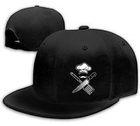 Tijeyi Chef Hat for Men Snapback Hats Funny Flat Bill Hat for Boy Women Adjustable Snap Pack Baseball Cap Black, Chef V02, 1