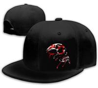 Tijeyi Horror Skull Hat Reaper Grim Snapback Hat for Men Boy Adjustable Adult Baseball Cap Trucker Dad Hat Flat Bill Hip Hop Cap for Men Flat Brim Skeleton Hat, Red Horror Skull, 1